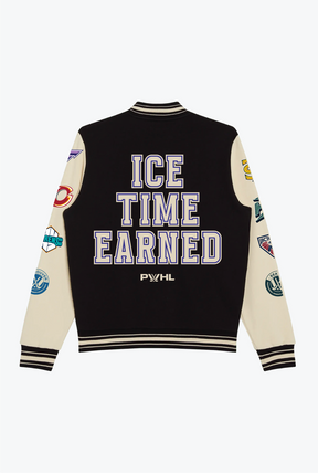 Ice Time Earned Letterman Jacket - Black