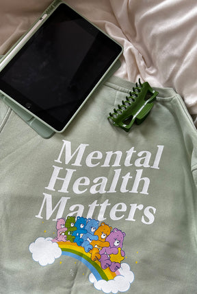 Care Bears Mental Health Matters Crewneck - Pastel Sage