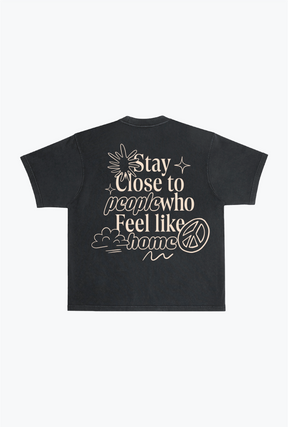 Peace Heavyweight Garment Dyed T-Shirt - Black