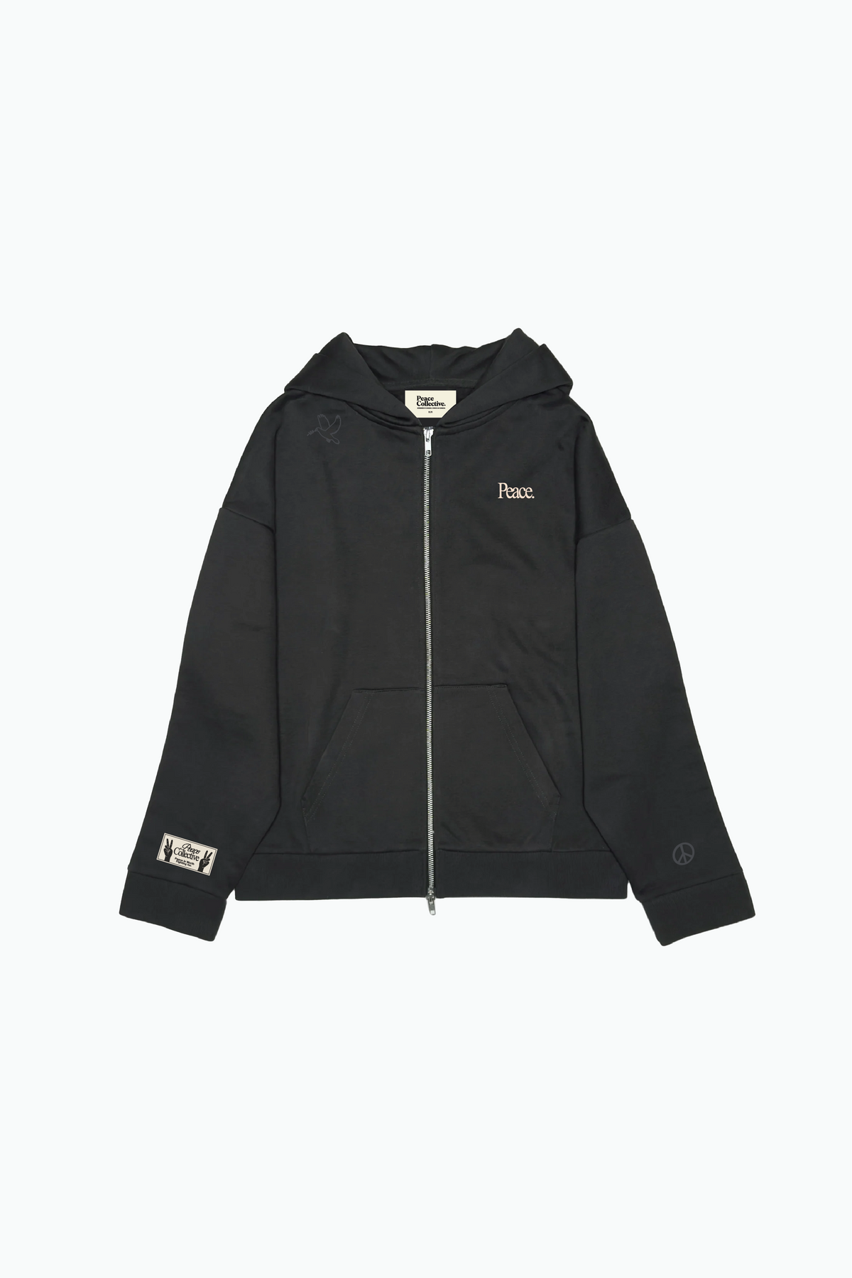 Peace Emblem SuperHeavy™️ Full Zip Hoodie - Off Black