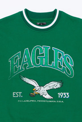 Philadelphia Eagles Vintage Striped Heavyweight Crewneck - Kelly Green