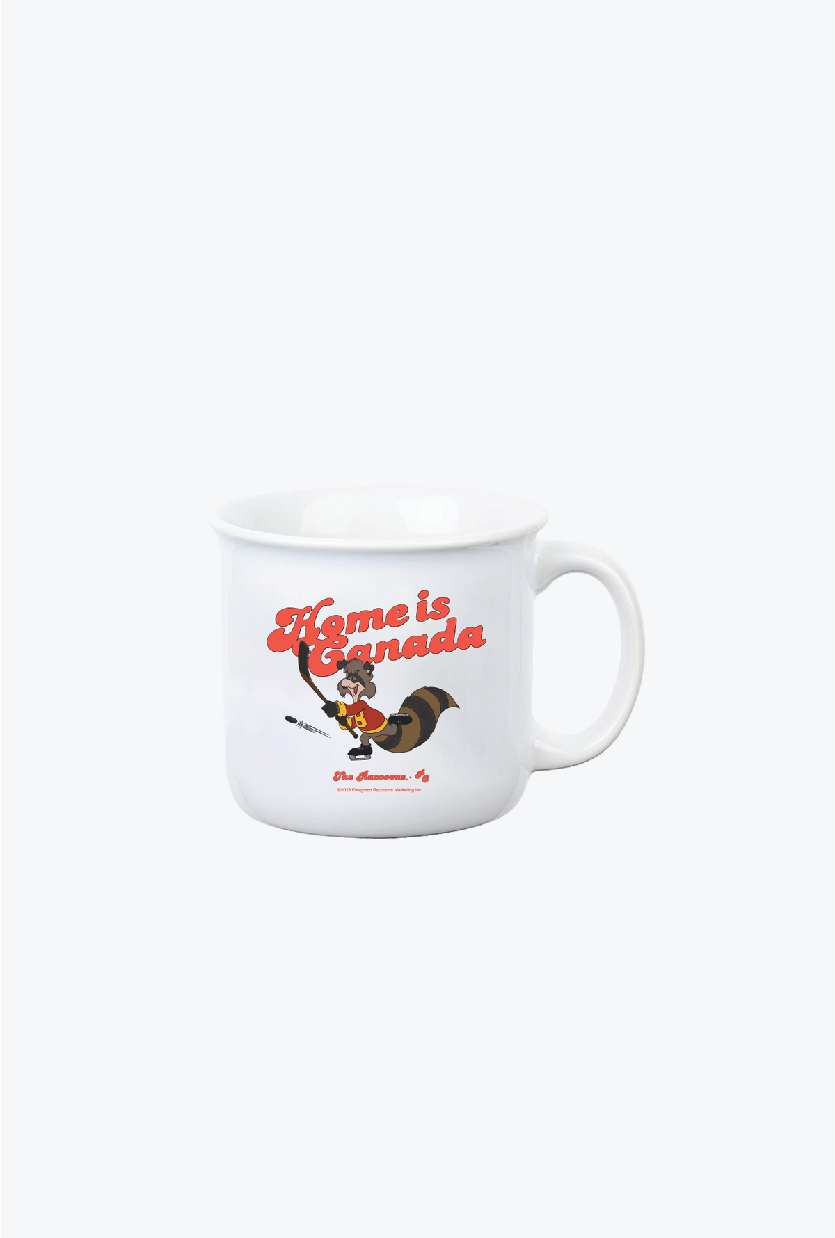 The Raccoons Home is Canada Campfire Mug - White