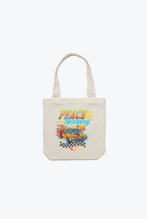 Peace Speedway Racing Totebag - Natural