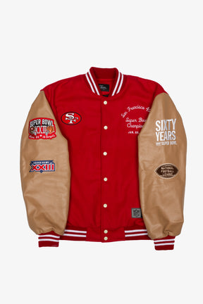 Super Bowl 1989 San Francisco 49ers vs. Cincinnati Bengals Varsity Jacket - Red