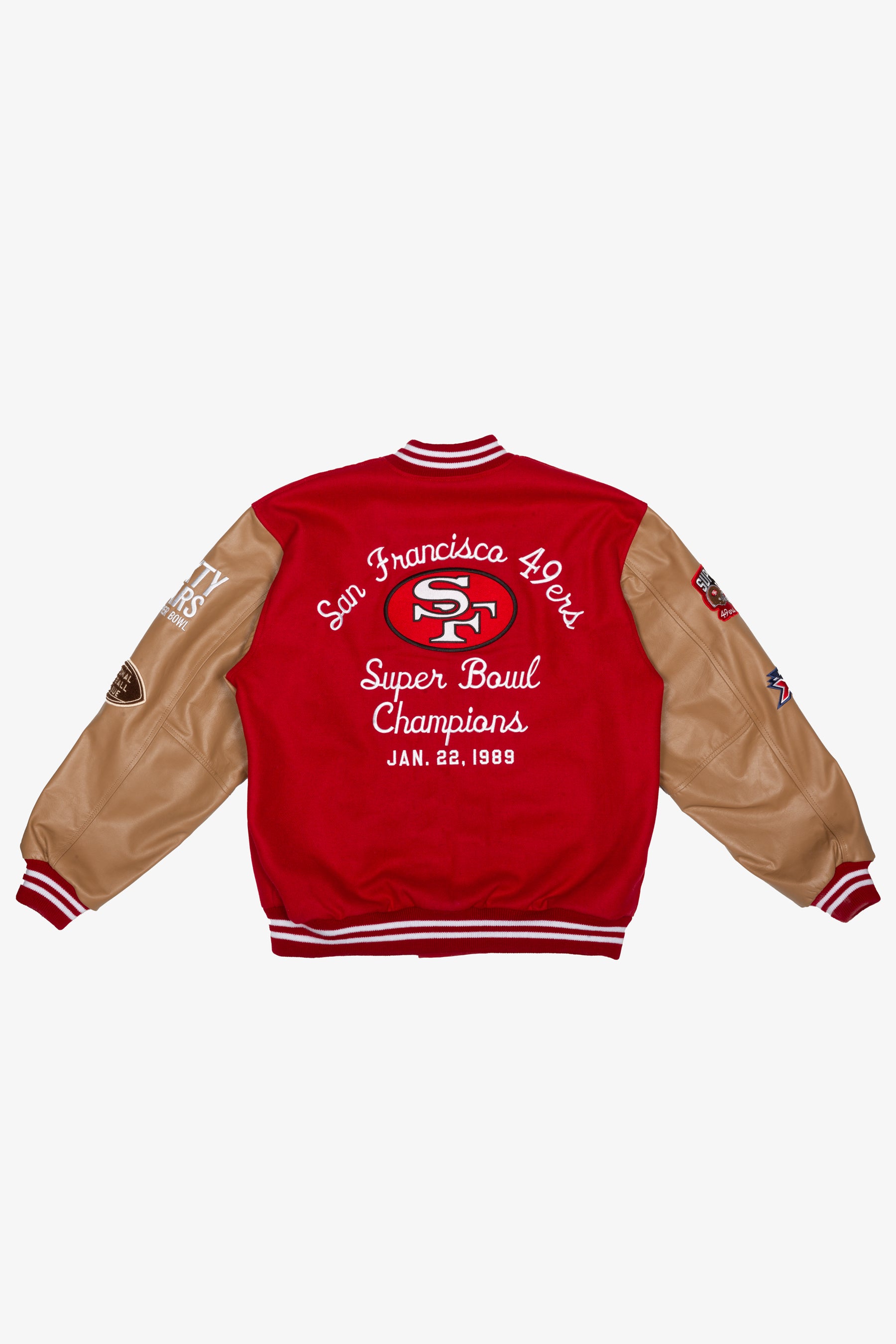 Super Bowl 1989 San Francisco 49ers vs. Cincinnati Bengals Varsity Jacket - Red