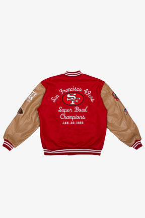 Super Bowl 1989 San Francisco 49ers vs. Cincinnati Bengals Varsity Jacket - Red