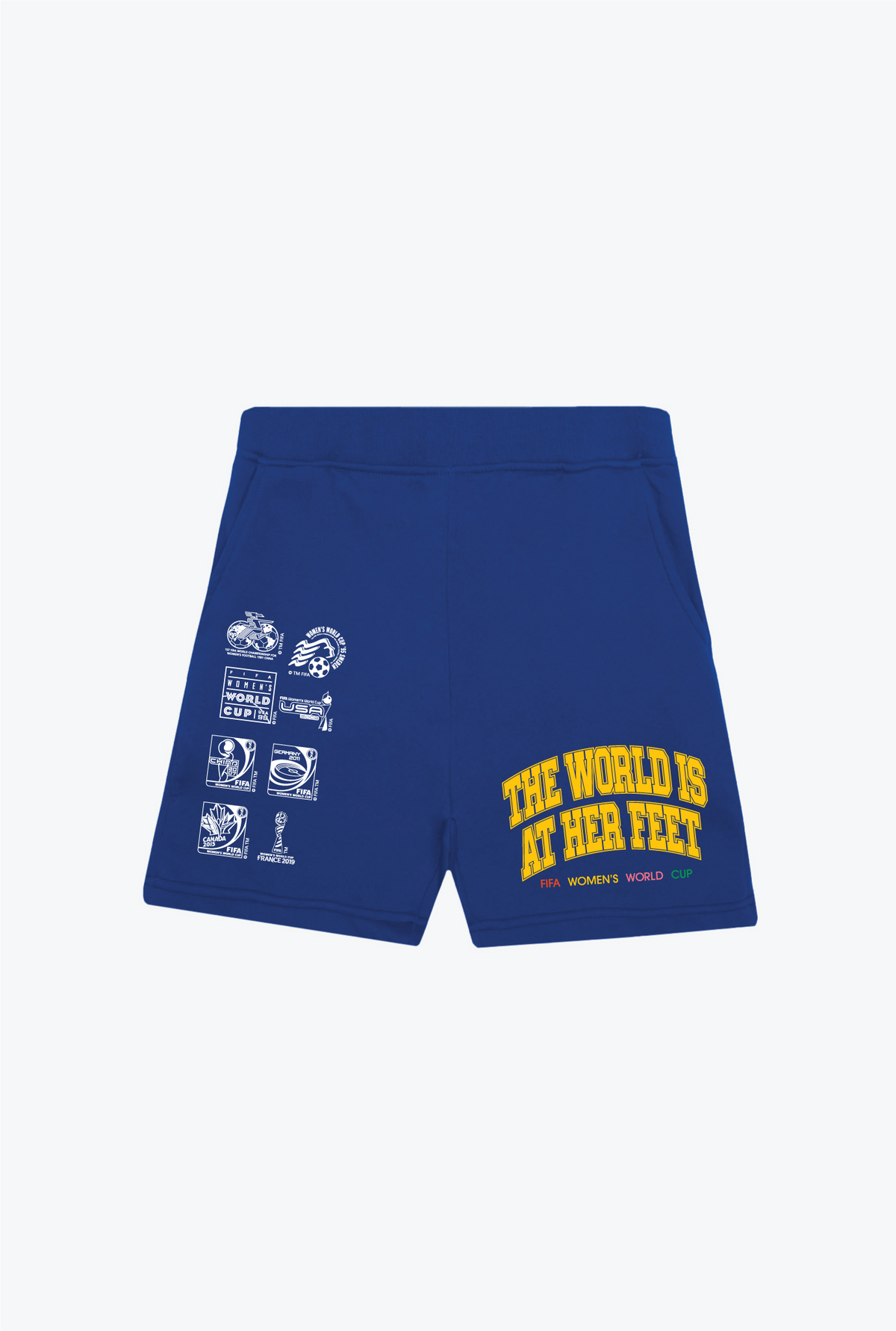 The World is at Her Feet Fleece Shorts - Royal