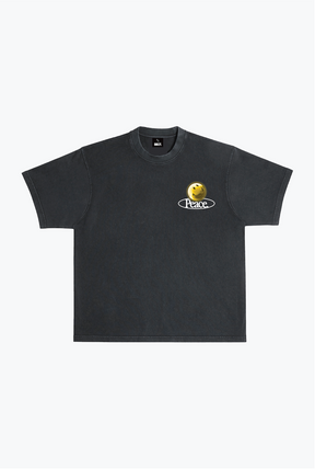P/C x Smiley: Hang on Let me Overthink this Heavyweight Garment Dyed T-Shirt - Black