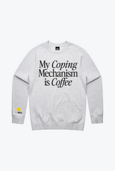 P/C x Smiley: My Coping Mechanism is Coffee Crewneck - Ash
