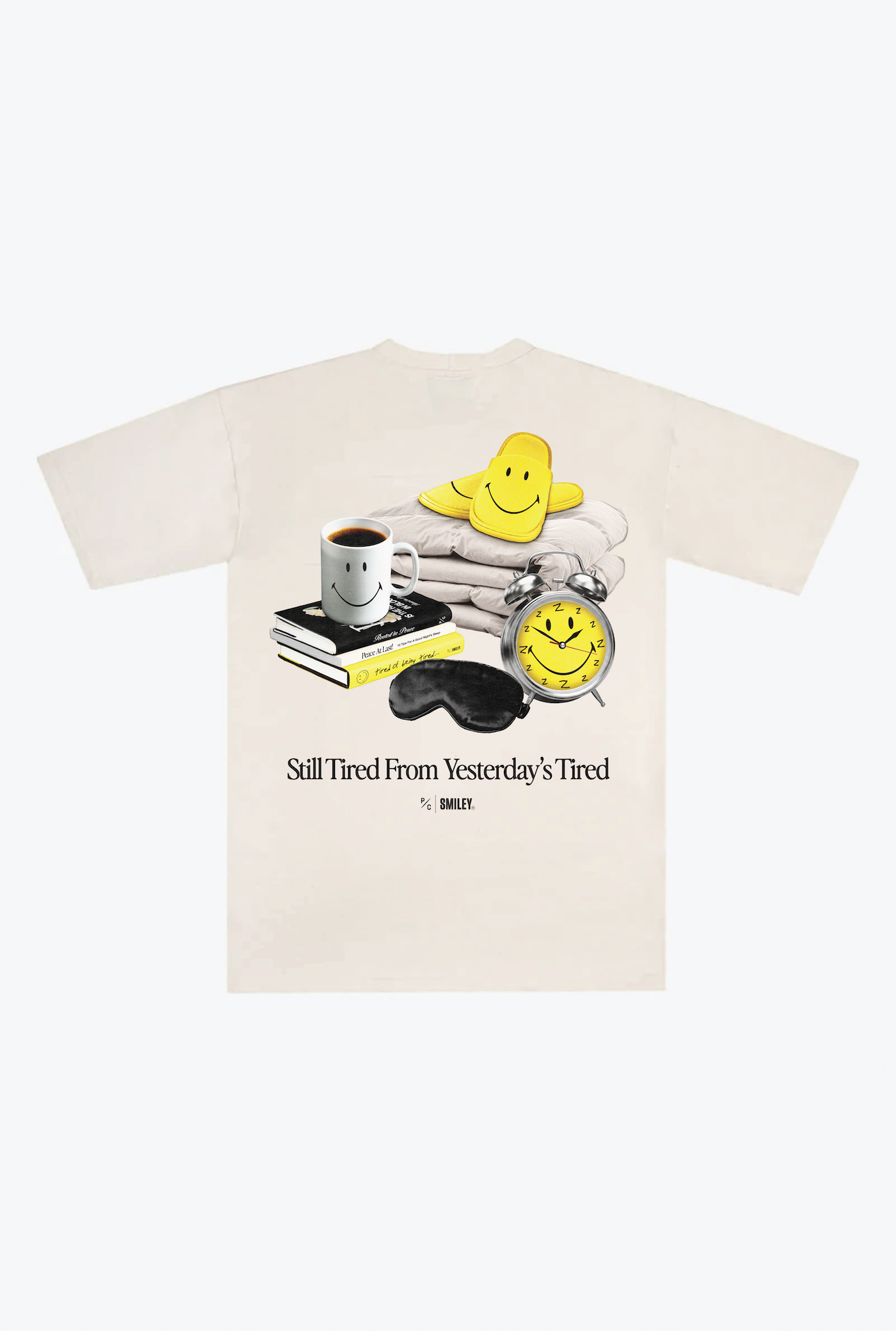 P/C x Smiley: Still Tired from Yesterday's Tired Heavyweight T-Shirt - Ivory