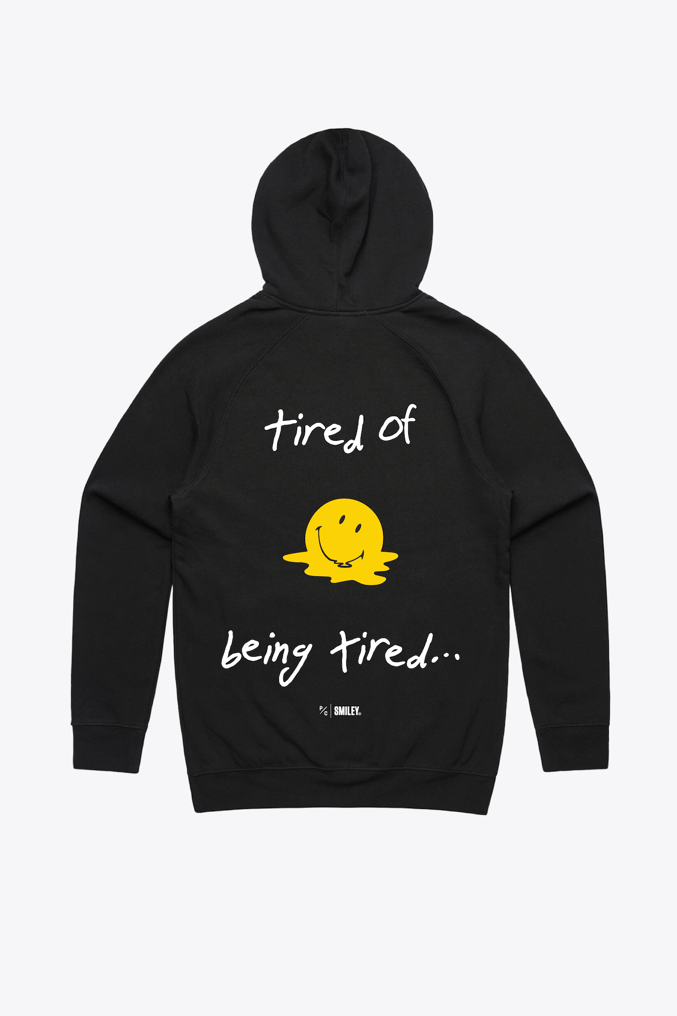 P/C x Smiley: Tired of Being Tired Heavyweight Hoodie - Black