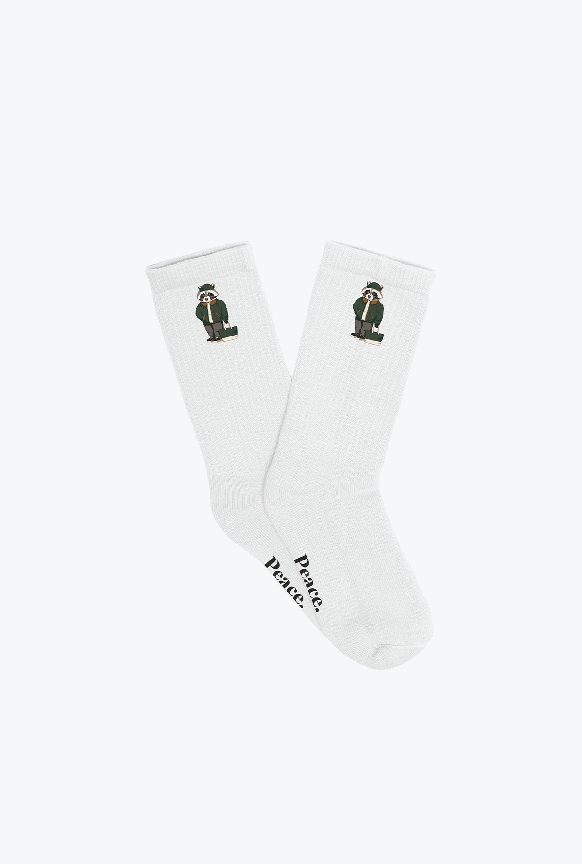 Trash Teddy Crew Socks - White
