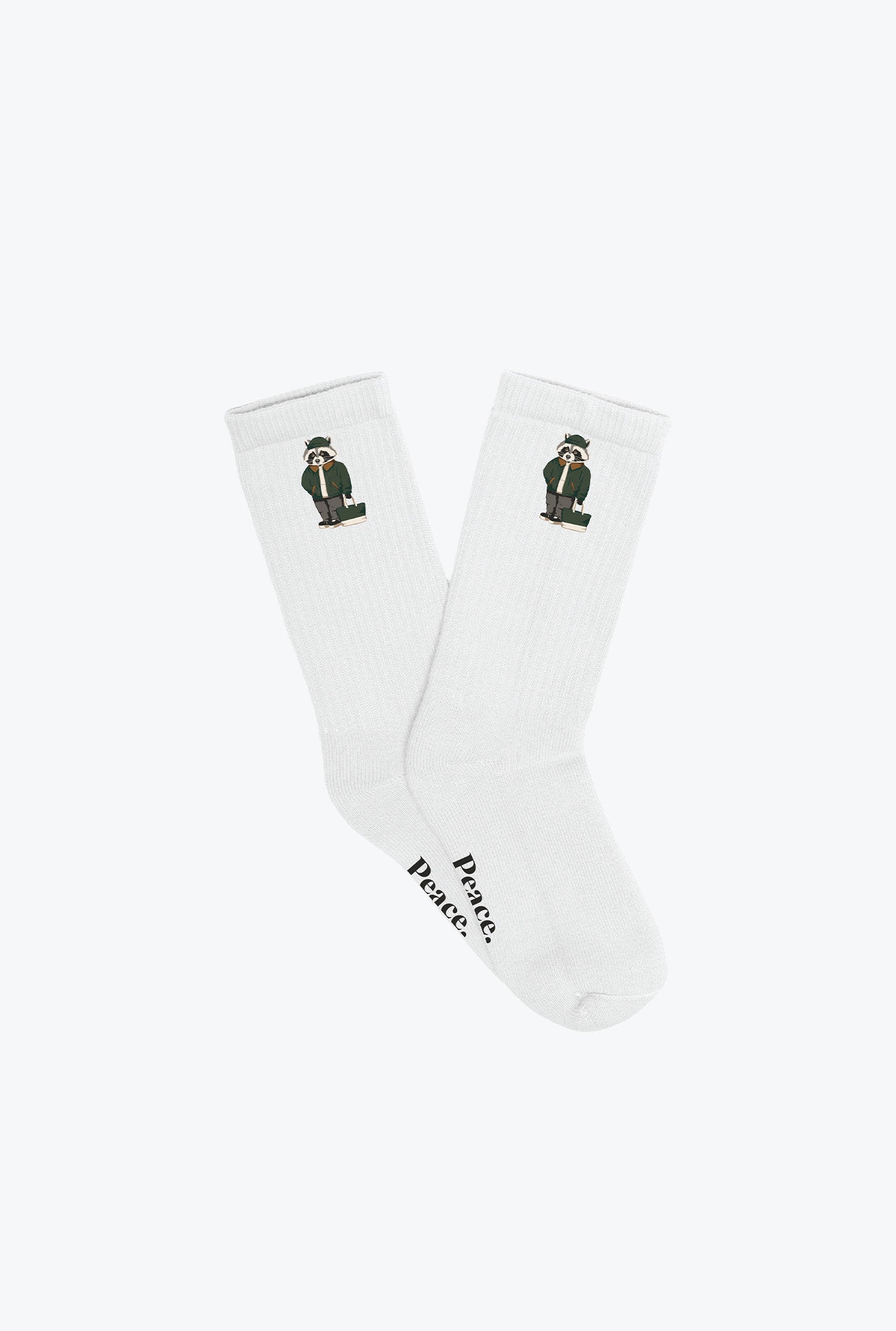 Trash Teddy Crew Socks - White