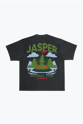 Camiseta Heavyweight Garment Dyed Jasper National Park - Negra
