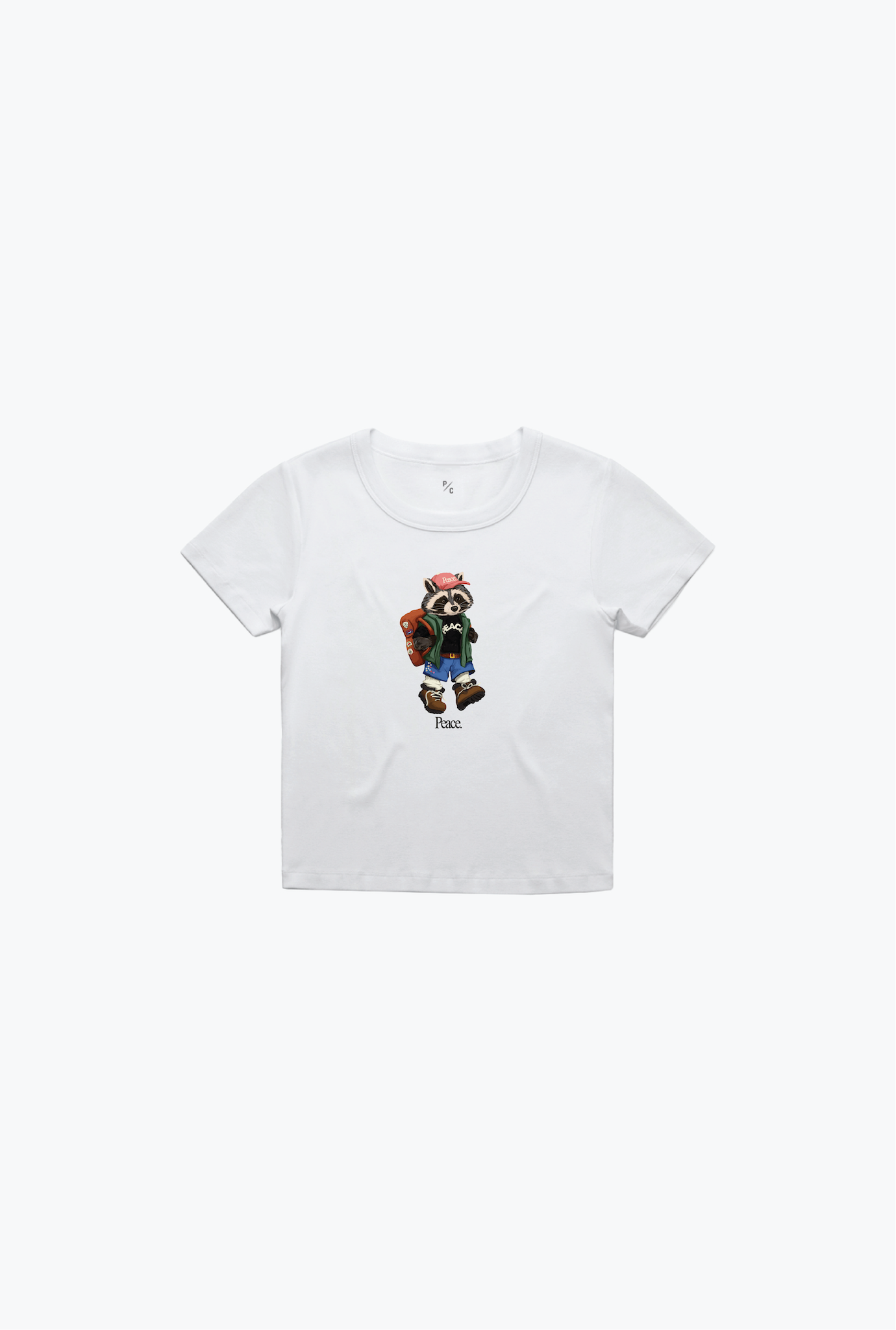 Vacances d'été Trash Teddy : T-shirt bébé ours en peluche de randonnée - Blanc