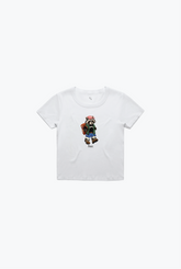 Vacances d'été Trash Teddy : T-shirt bébé ours en peluche de randonnée - Blanc