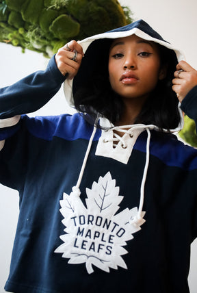 Toronto Maple Leafs Cropped Lacer Hoodie - Blue
