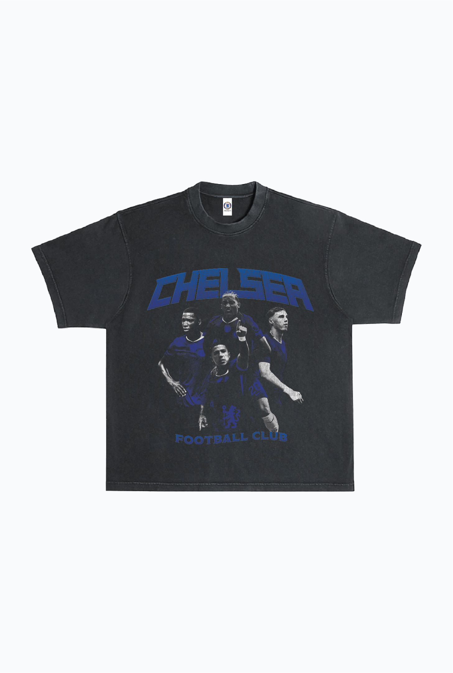 Chelsea FC Team Vintage Heavyweight Garment Dyed T-Shirt - Black