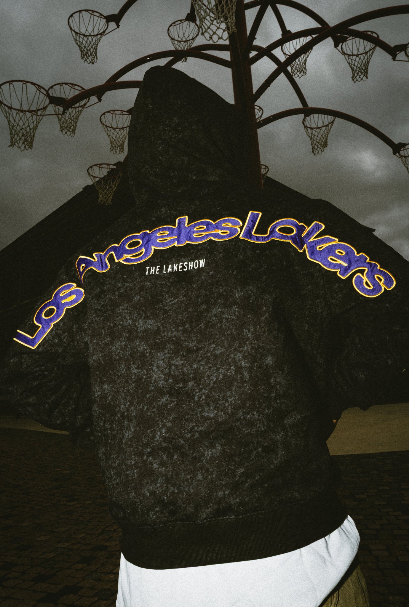 Los Angeles Lakers Sport Through Texture Heavyweight Full Zip Hoodie - Black