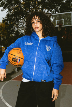 New York Knicks Sport Through Texture Heavyweight Full Zip Hoodie - Blue