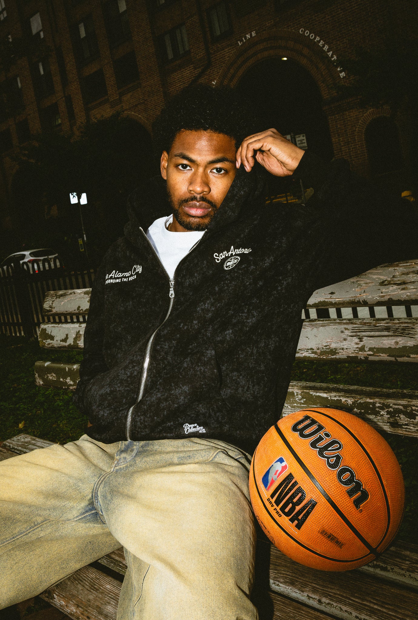 San Antonio Spurs Sport Through Texture Heavyweight Full Zip Hoodie - Black