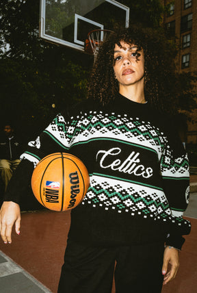 Boston Celtics Vintage Clubhouse Fairisle Knit Sweater - Black