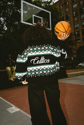 Boston Celtics Vintage Clubhouse Fairisle Knit Sweater - Black