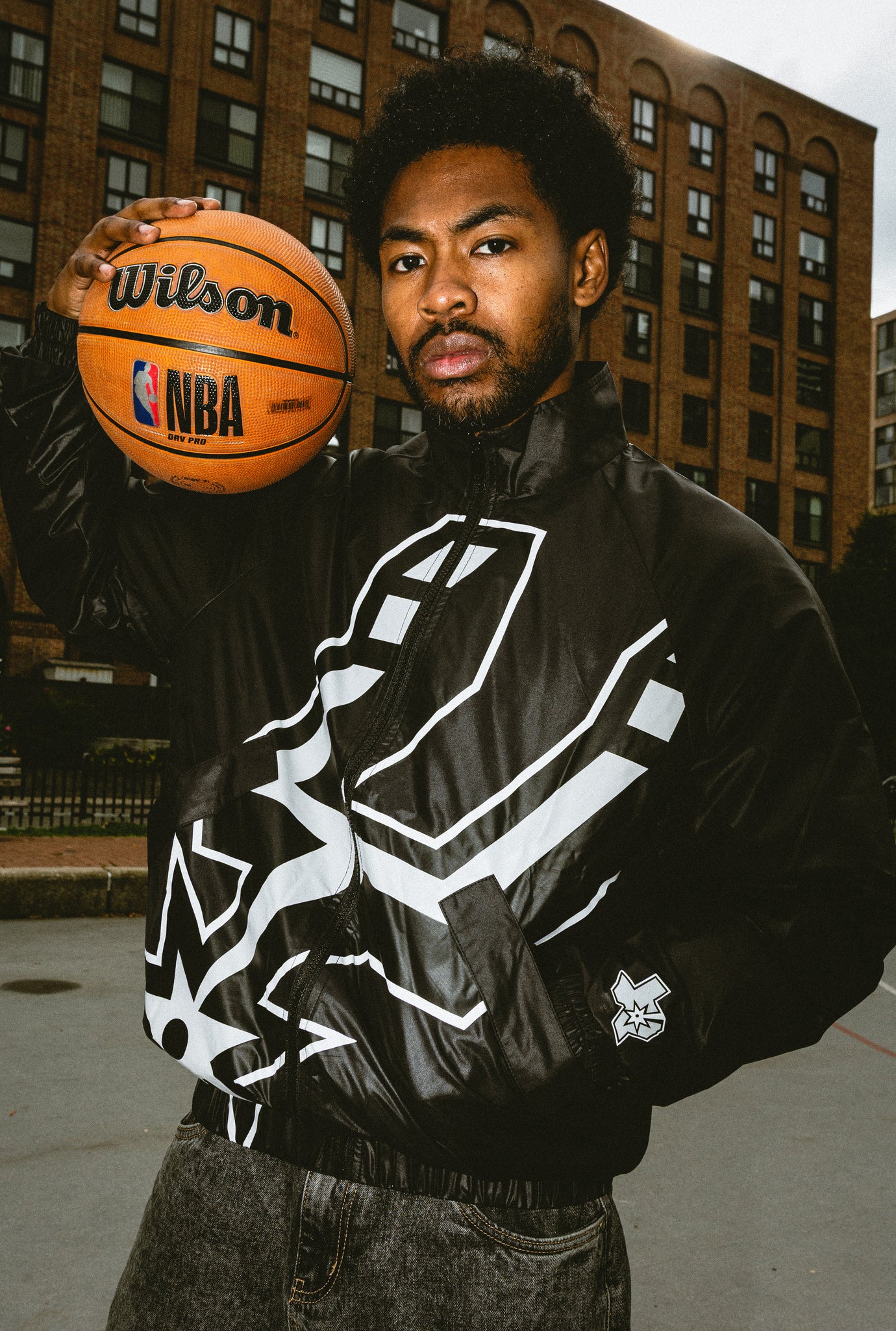 San Antonio Spurs AOP Windbreaker Jacket - Black
