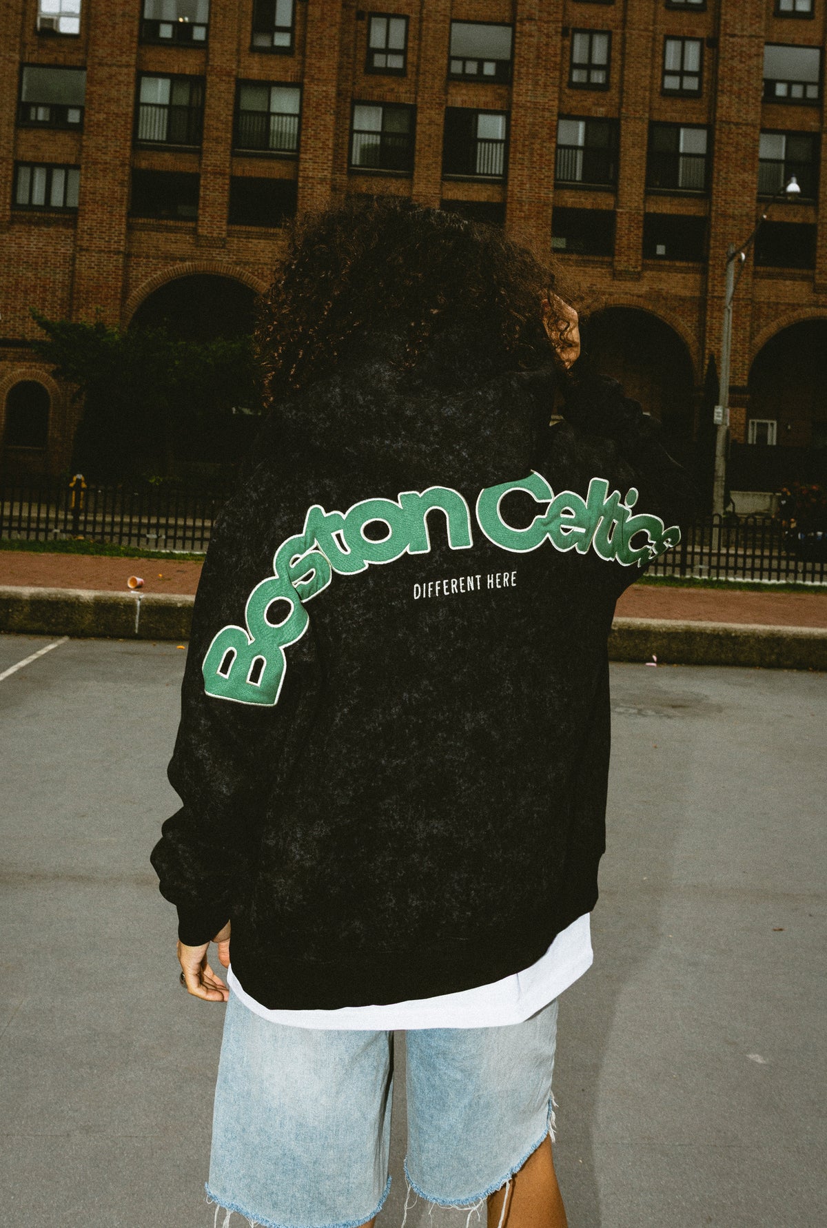 Boston Celtics Sport Through Texture Heavyweight Full Zip Hoodie - Black