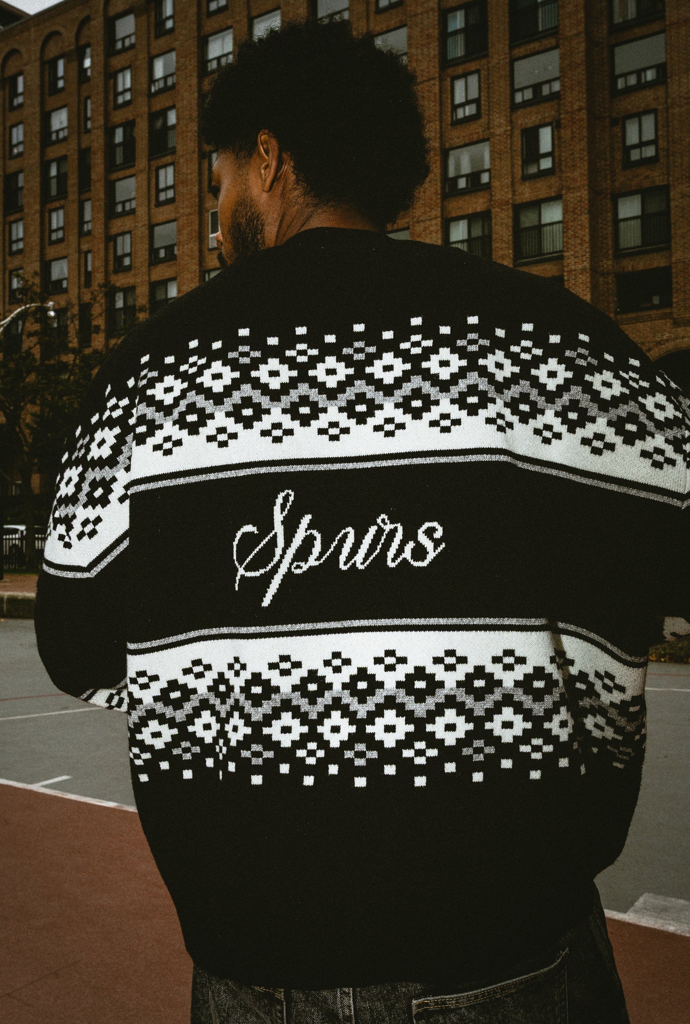 San Antonio Spurs Vintage Clubhouse Fairisle Knit Sweater - Black