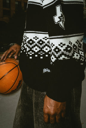 San Antonio Spurs Vintage Clubhouse Fairisle Knit Sweater - Black