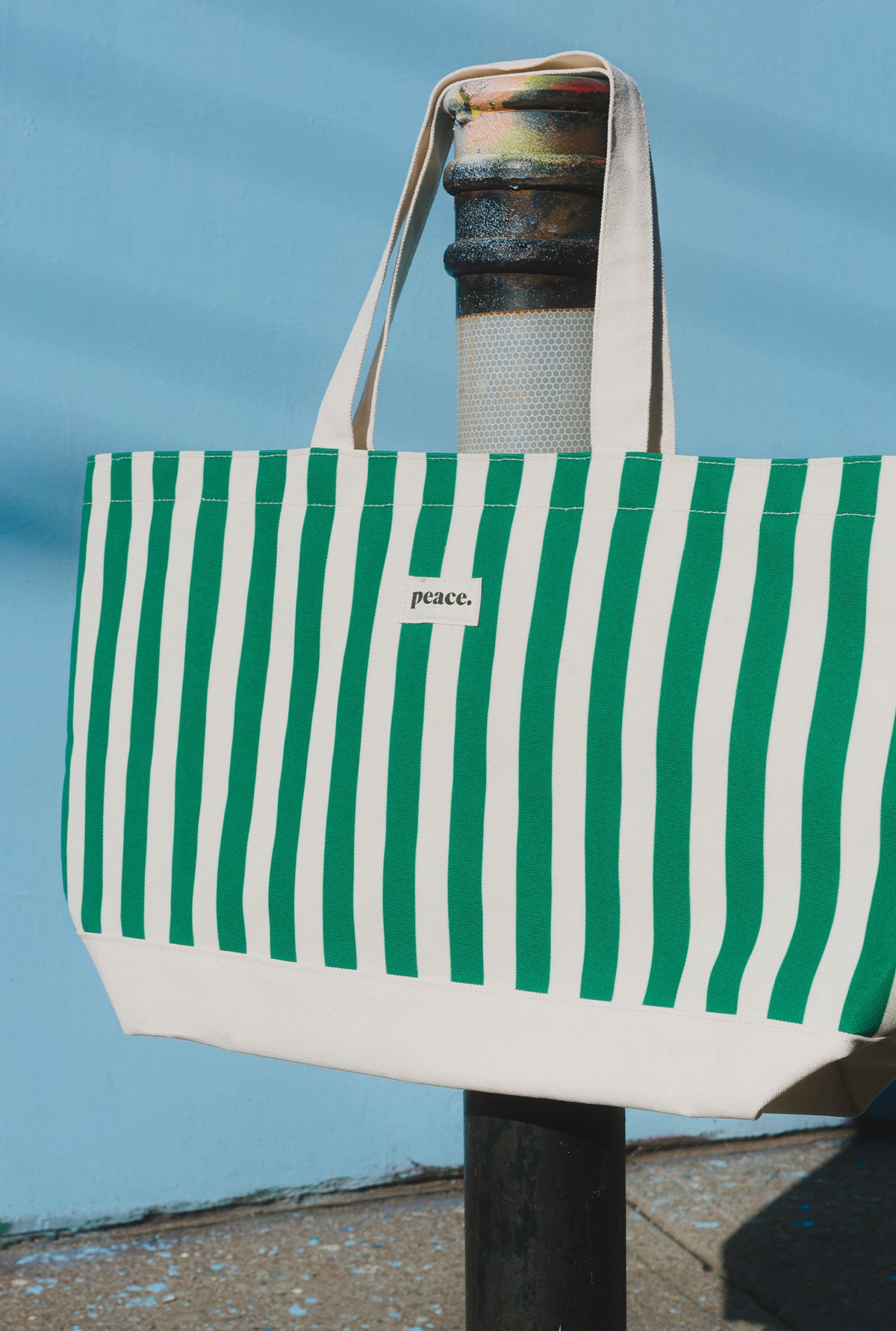 Peace Basics Striped Tote Bag - Green