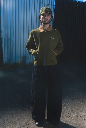 Peace Basics Corduroy Work Jacket - Olivine / Iced Coffee