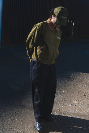 Peace Basics Corduroy Work Jacket - Olivine / Iced Coffee