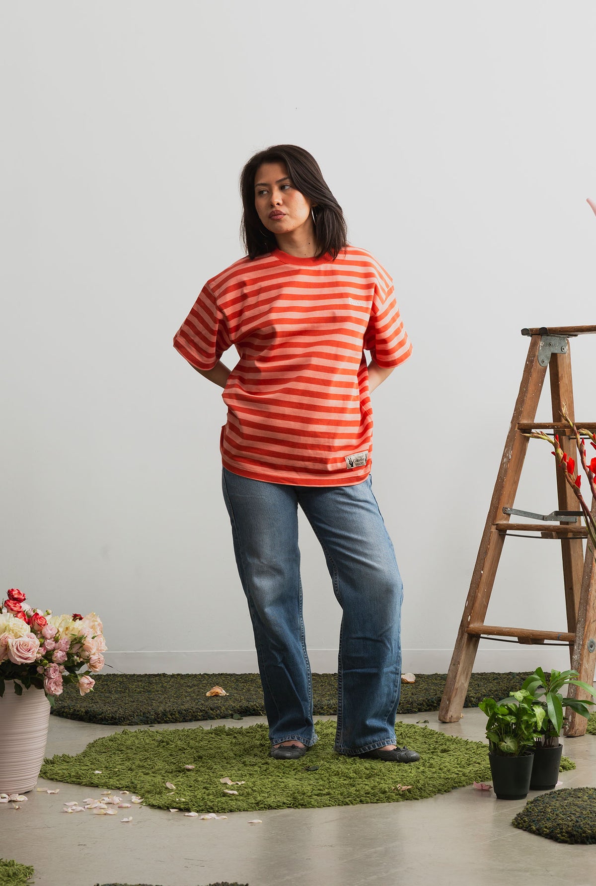 Peace Striped Heavyweight T-Shirt - Terra Cotta