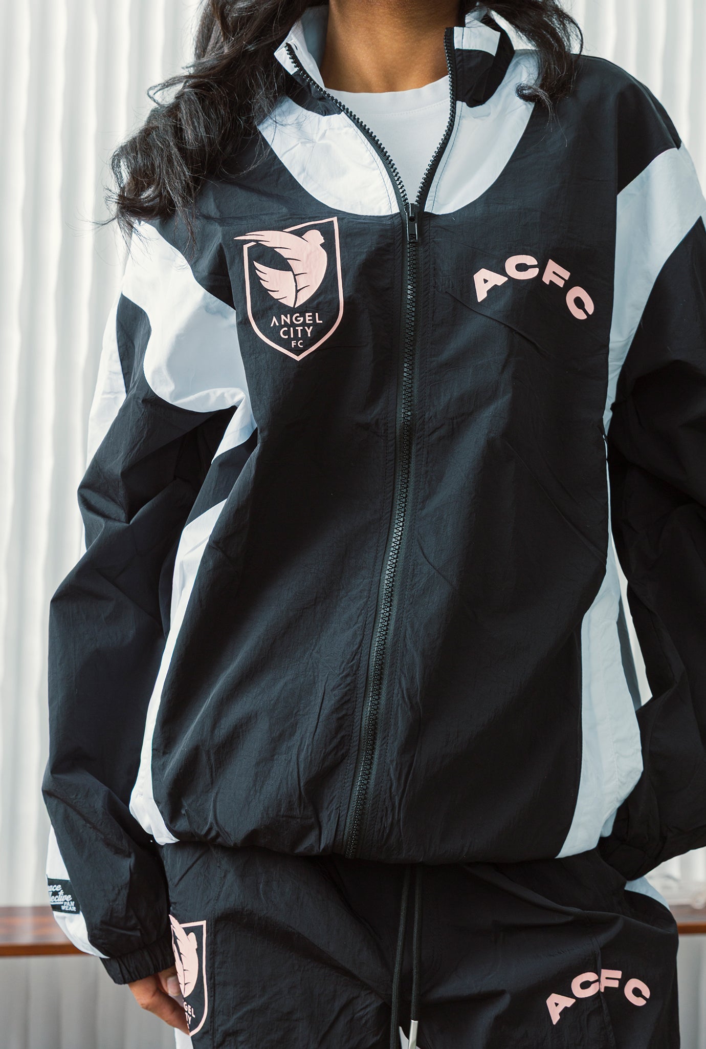 Angel City FC Colour Block Track Jacket - Off Black / White