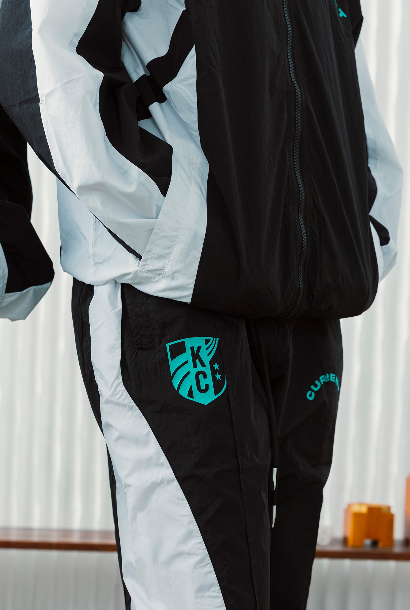 Kansas City Current Colour Block Track Pants - Off Black / White