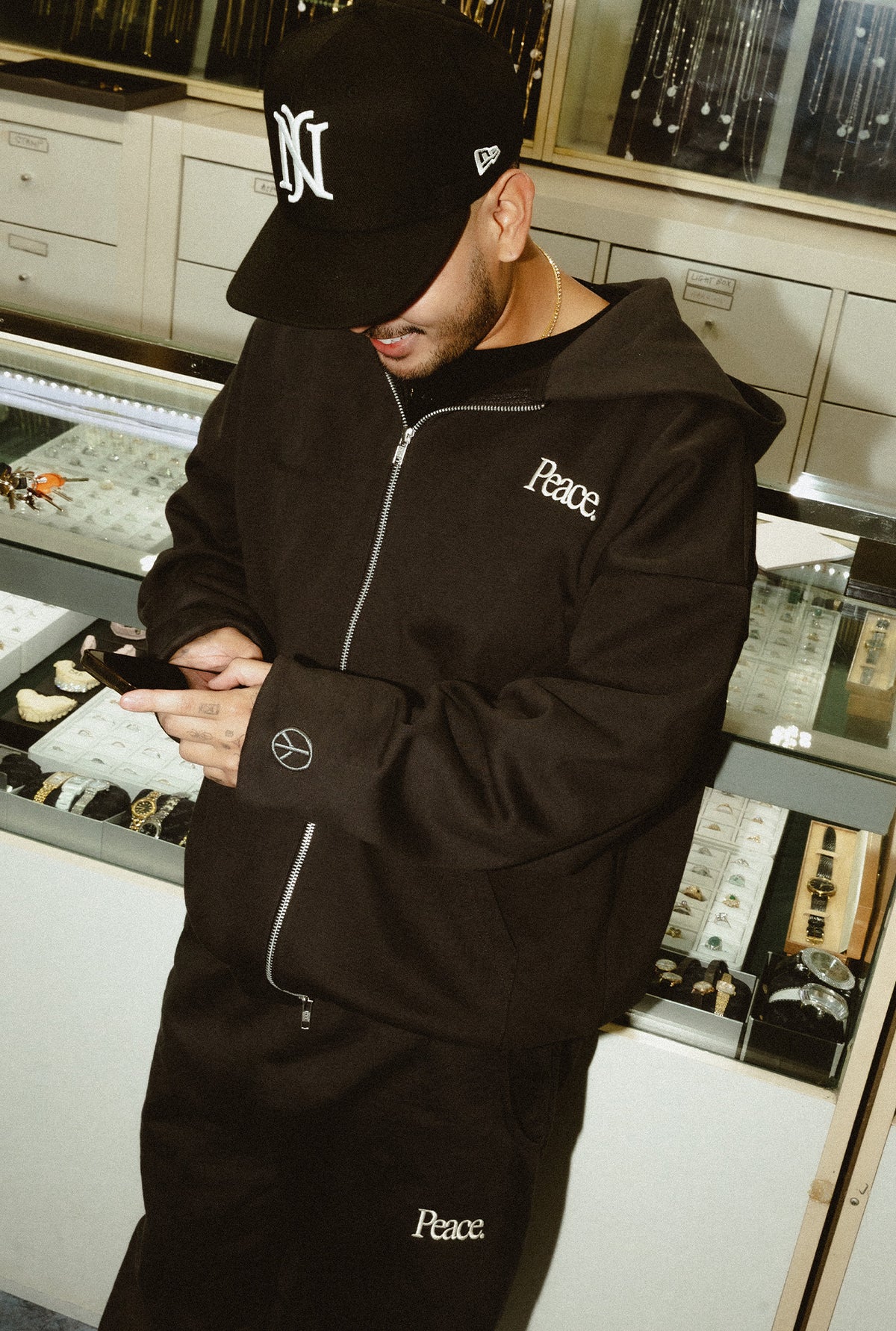 Peace Emblem SuperHeavy™️ Full Zip Hoodie - Off Black