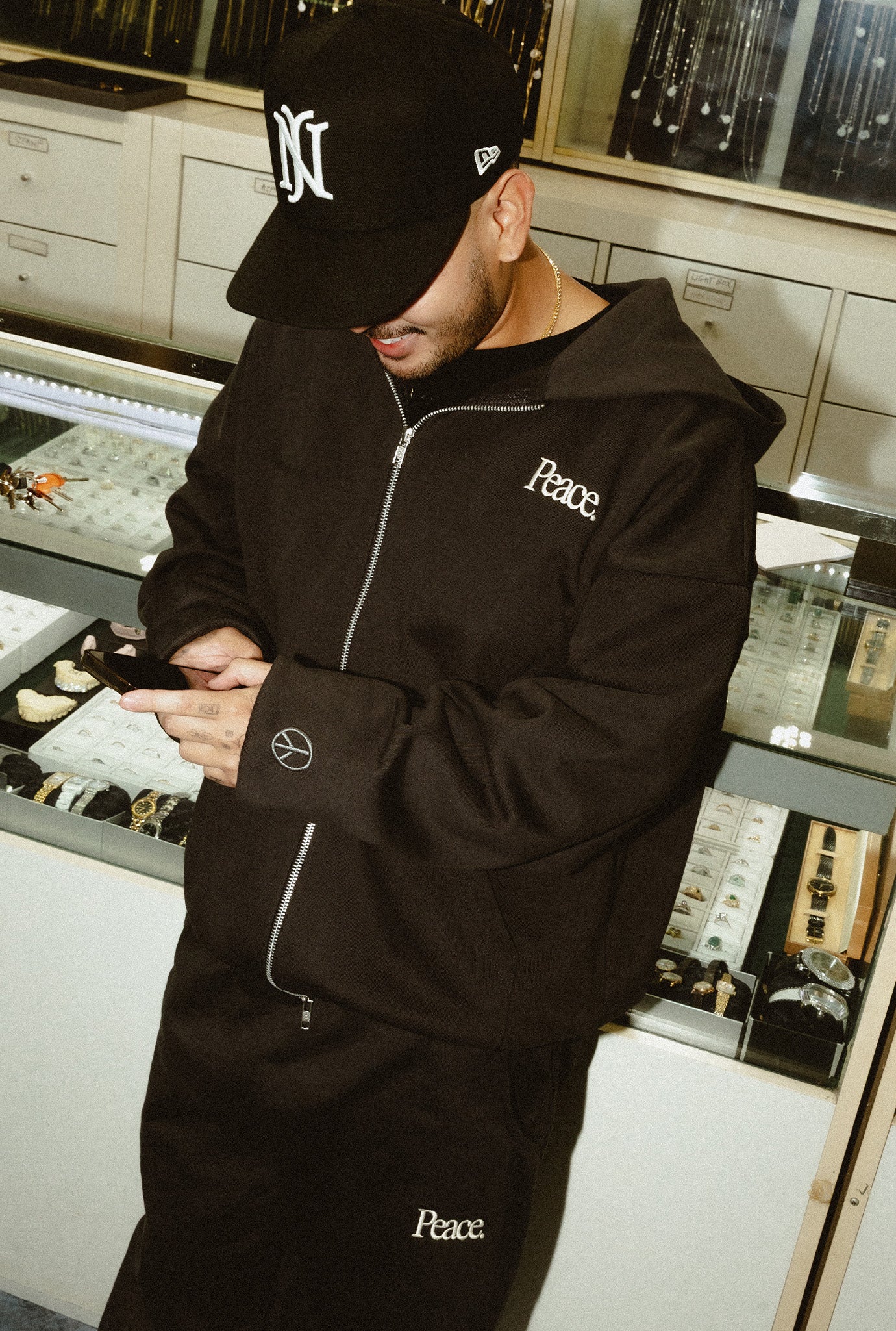 Peace Emblem SuperHeavy™️ Full Zip Hoodie - Off Black