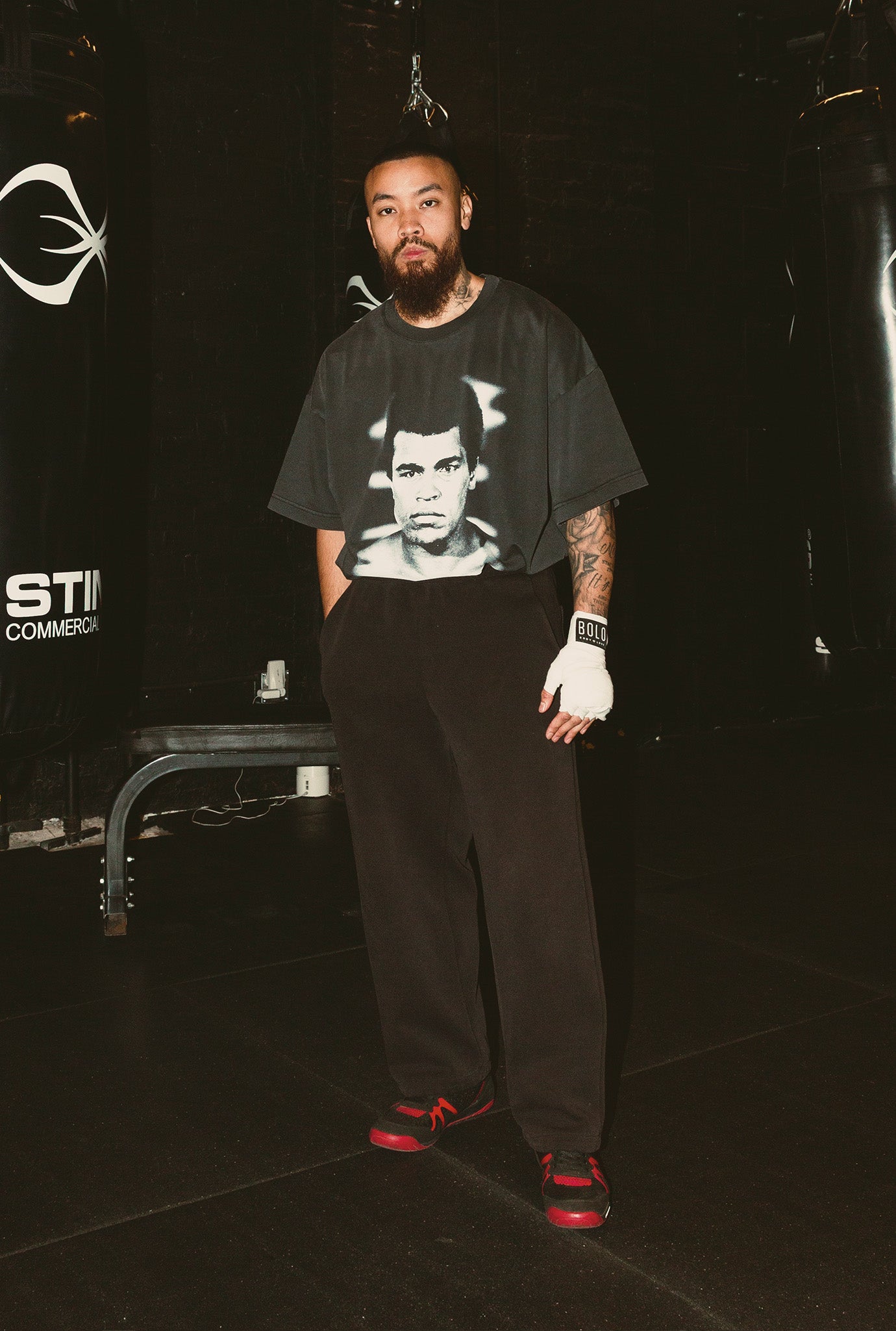 P/C x Muhammad Ali Heavyweight Garment Dyed T-Shirt - Black