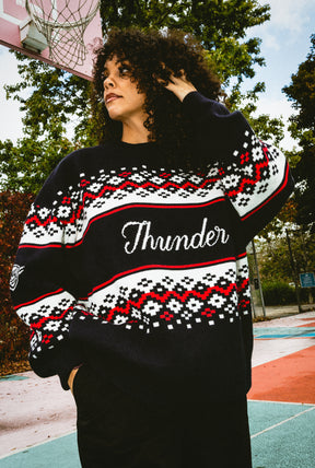 Oklahoma City Thunder Vintage Clubhouse Fairisle Knit Sweater - Navy