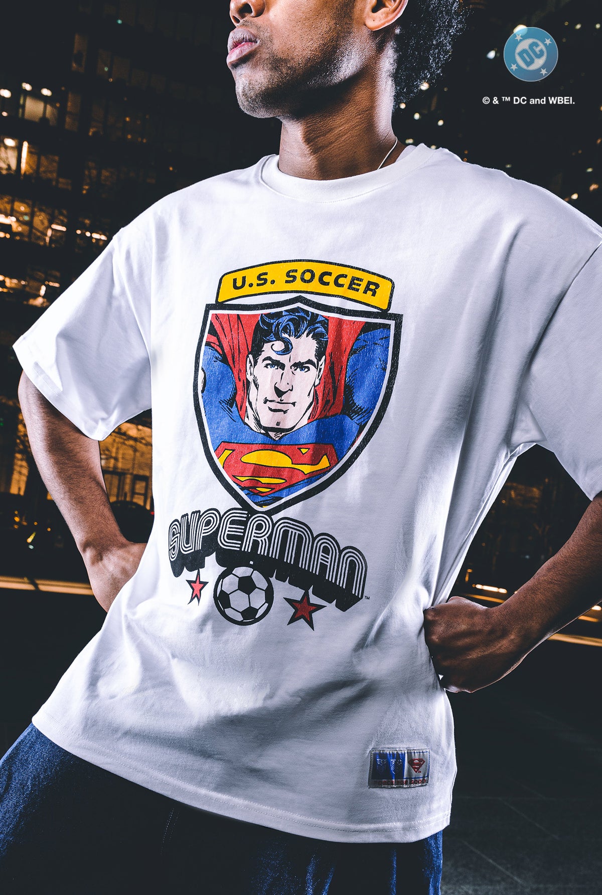 US Soccer x DC Comics Superman Shield T-Shirt – Weiß
