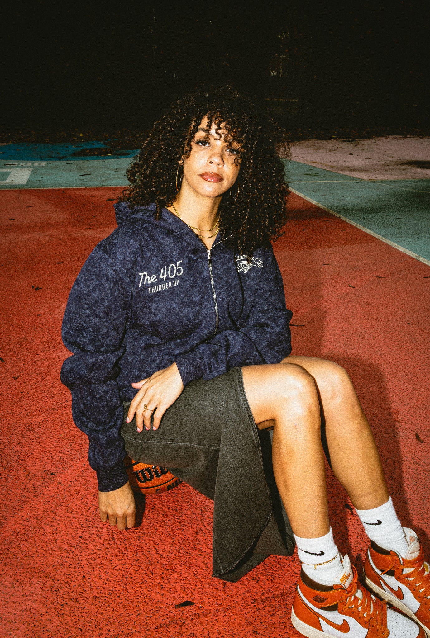 Oklahoma City Thunder Sport Through Texture Heavyweight Full Zip Hoodie - True Navy