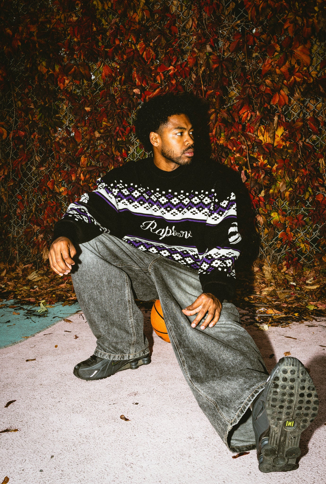 Toronto Raptors Vintage Clubhouse Fairisle Knit Sweater - Black