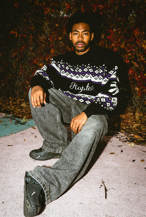 Toronto Raptors Vintage Clubhouse Fairisle Knit Sweater - Black