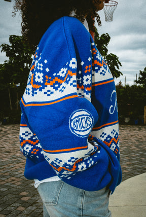New York Knicks Vintage Clubhouse Fairisle Knit Sweater - Royal