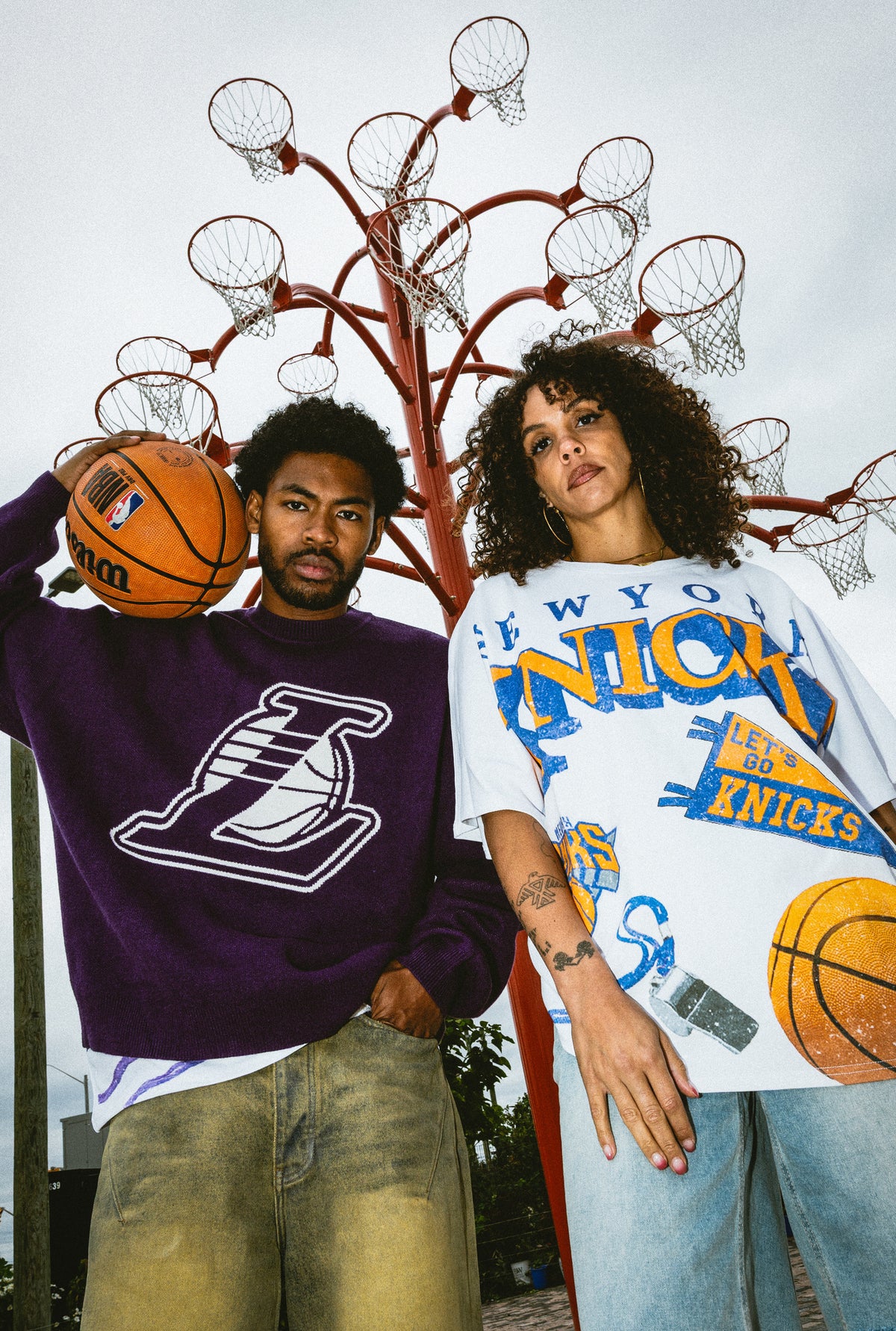 Los Angeles Lakers Oversized Knit Sweater - Purple