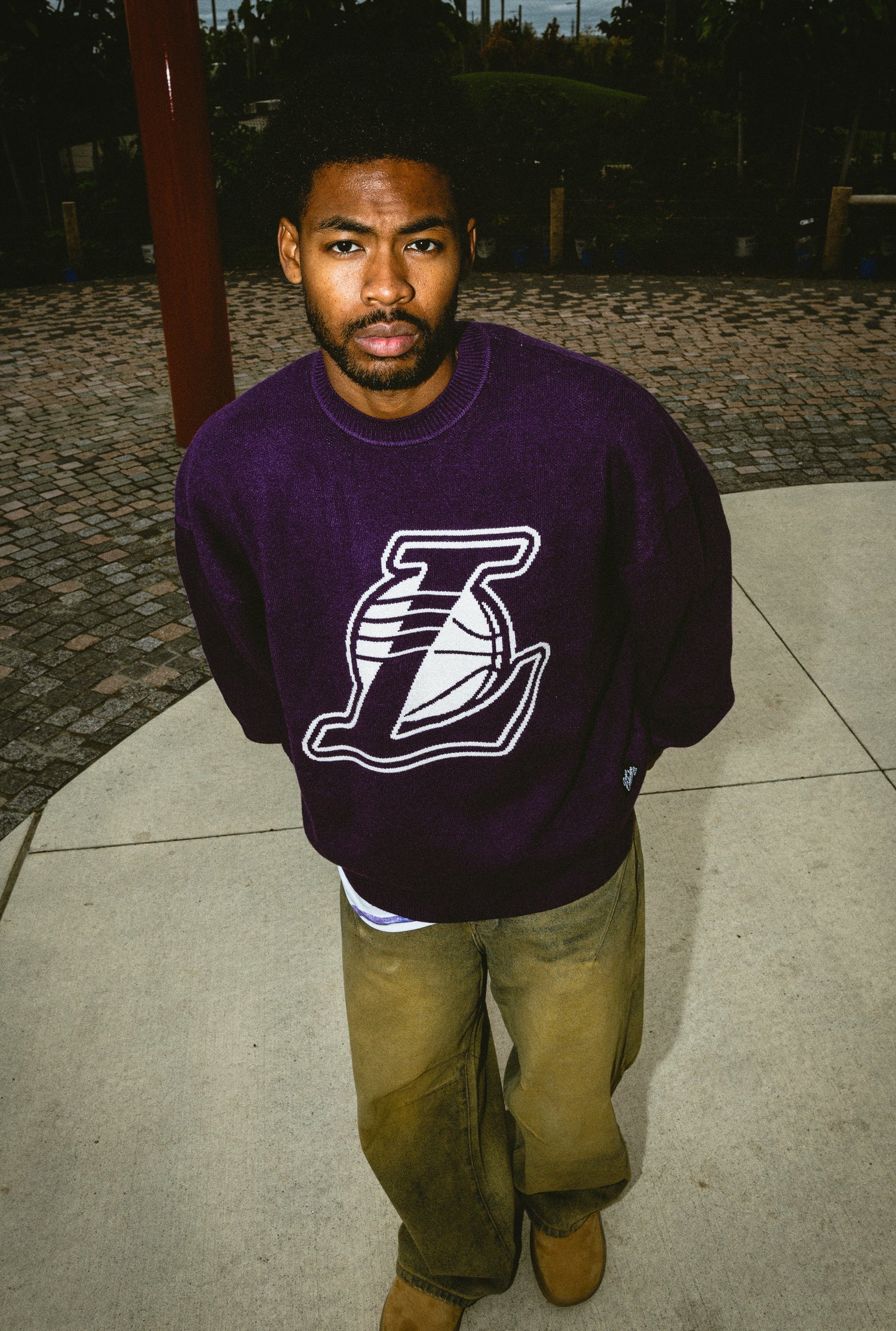 Los Angeles Lakers Oversized Knit Sweater - Purple