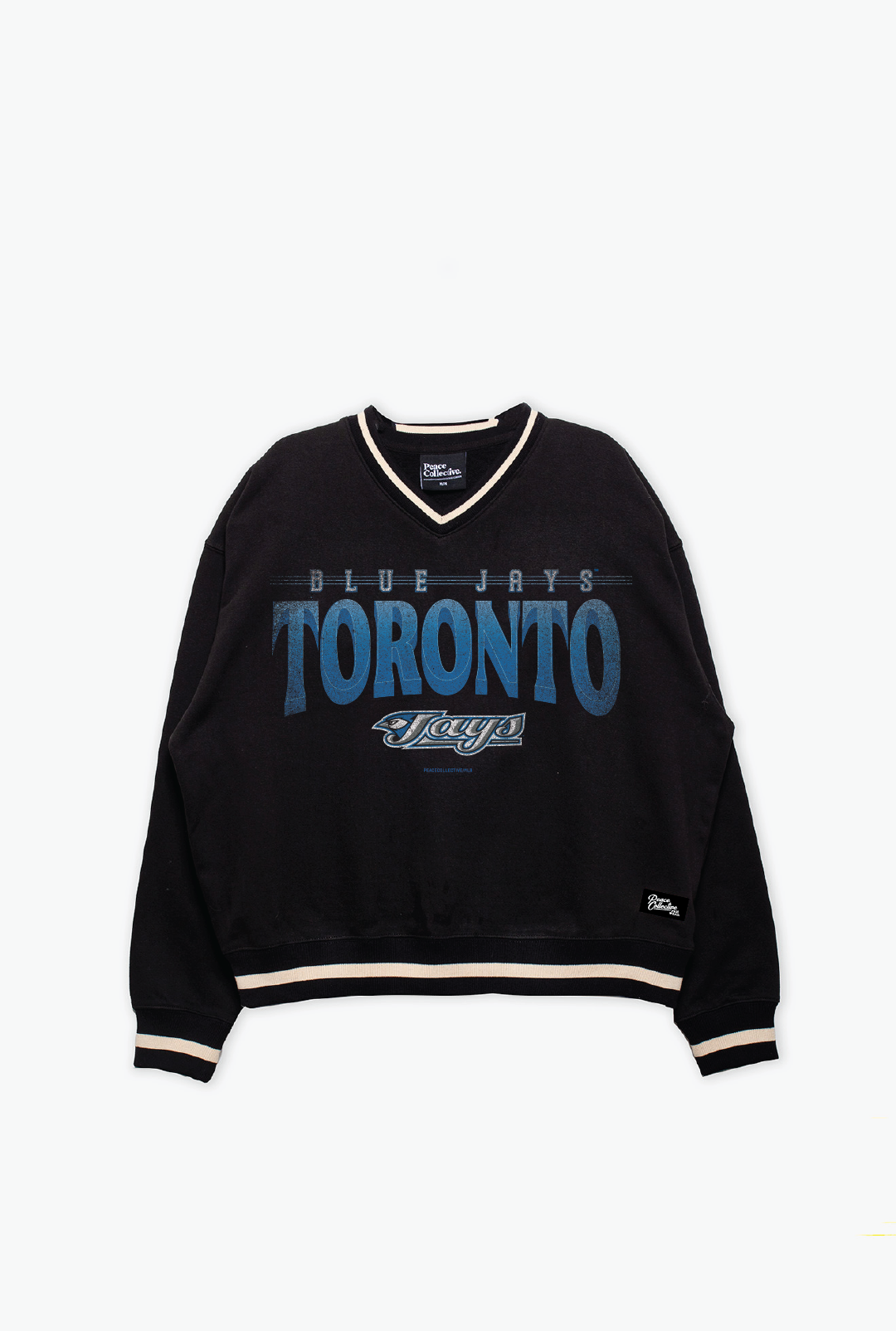 Toronto Blue Jays V-Ausschnitt, schweres Rundhals-Sweatshirt – Schwarz