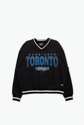 Toronto Blue Jays V-Ausschnitt, schweres Rundhals-Sweatshirt – Schwarz